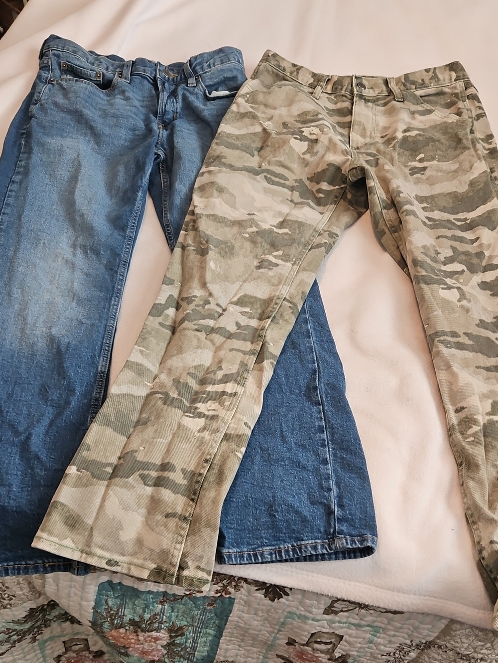 Old Navy Camouflage Straight Leg Jeans and Classic Blue Denim Lot Of 2.